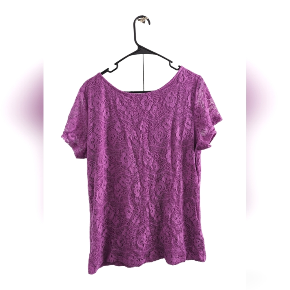 G Collection Purple Floral Embroidered Blouse